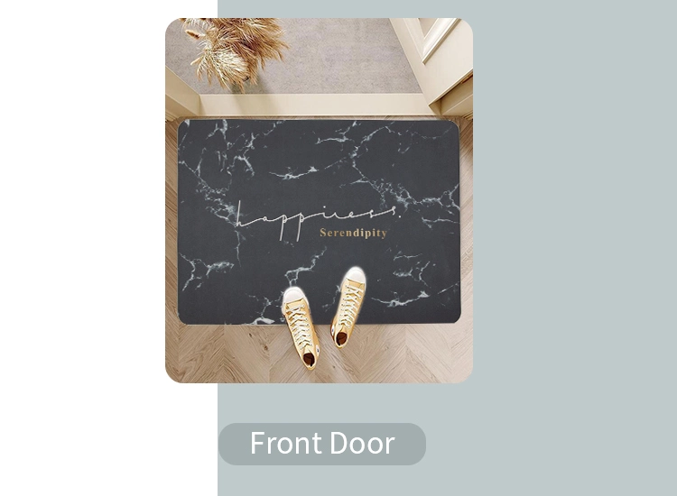 Wholesale Non Slip Absorbent Custom Print Pattern Kitchen Door Mat Quick Dry Diatomite Rubber Bathroom Mats