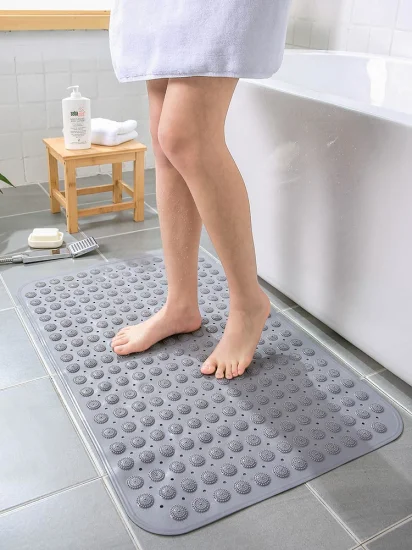 Tapete de banheiro com furo de drenagem antiderrapante em PVC TPE Tapete de banho para massagem de chuveiro