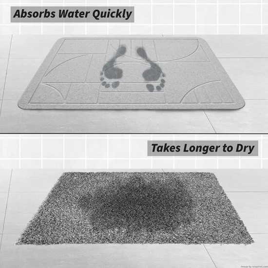 Tapete de banho moderno de diatomite de secagem rápida com logotipo personalizado para piso de banheiro